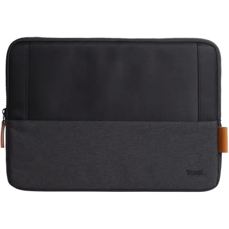 Trust Lisboa Laptophülle 13.3 Zoll, Laptoptasche aus Recycelten PET-Flaschen, Arbeitstasche Laptop Sleeve, Tasche Herren Damen für MacBook Notebook HP Dell Asus Lenovo Reisen Business - Schwarz – Bild 1