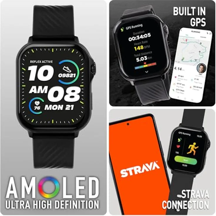 Reflex Active VENTURE 400 S XL AMOLED GPS Smartwatch mit Anruffunktion, Schwarz – Bild 2