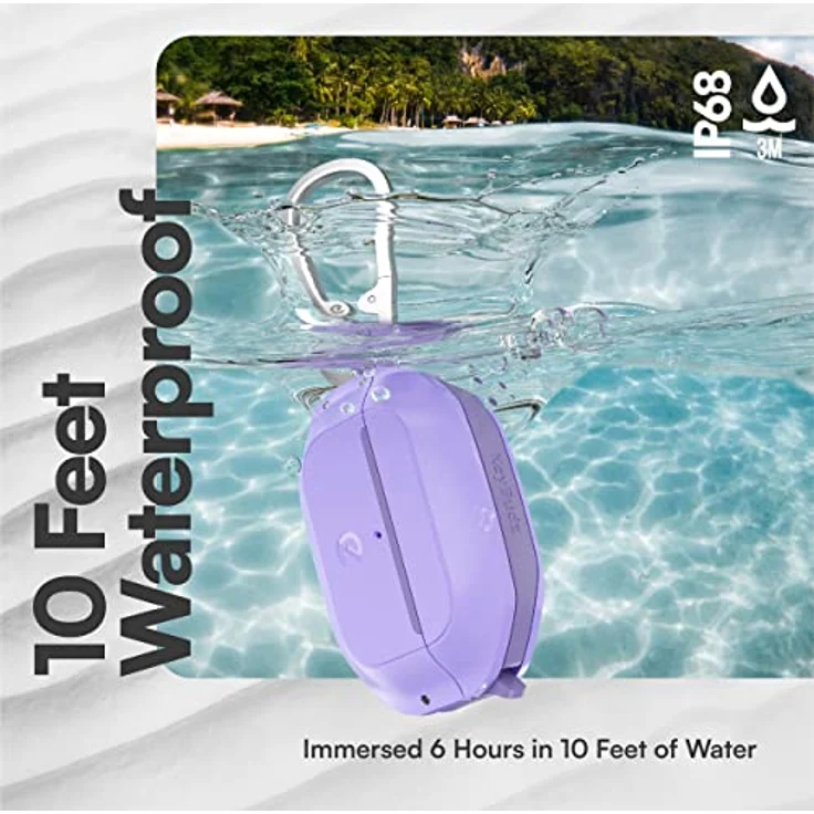 KeyBudz ElementProof für AirPods Pro 2 Case mit Schloss, vollständig wasserdichtes AirPods Pro Etui 2. Generation, robuster Schutz, Hartschalenhülle, Karabiner für AirPods Pro 1 & 2 - Lila Lavendel – Bild 5