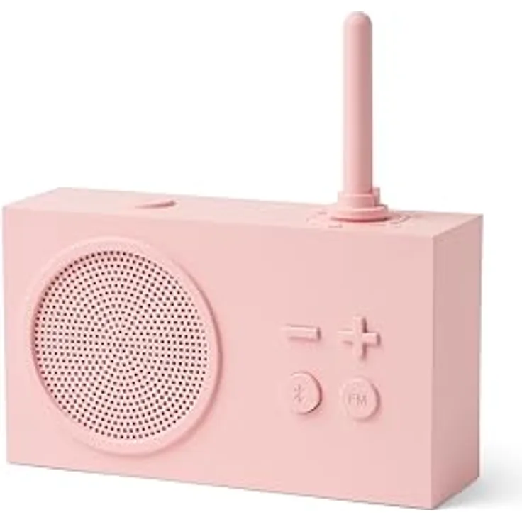 Lexon TYKHO 3, Tragbarer Bluetooth-Lautsprecher und FM-Radio, spritzwassergeschützt, mit wiederaufladbarem Akku, Rosa