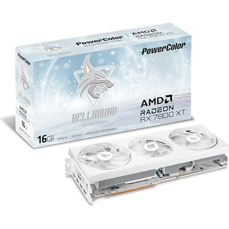 PowerColor Hellhound Spectral White AMD Radeon RX 7800 XT 16GB GDDR6 Grafikkarte – Bild 1