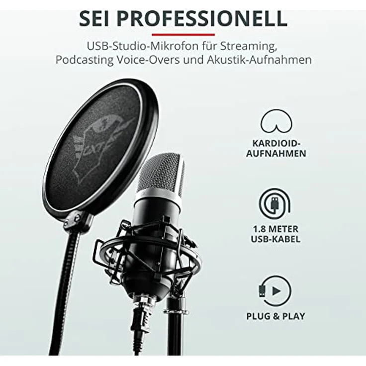 Trust Emita Professionelles USB Studio Mikrofon schwarz – Bild 2