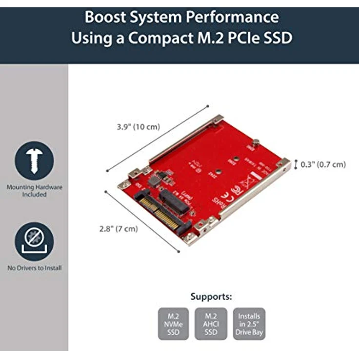 StarTech.com M.2 auf U.2 Adapter - für 1x M.2 NVMe SSD - U.2 (SFF-8639) Host Interface - SSD M.2 - NVME M.2 SSD - M.2 PCIe SSD - M.2 Drive – Bild 4