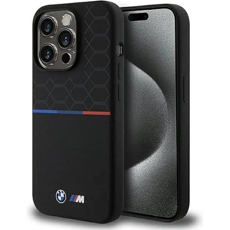 BMW M Silicone Pattern MagSafe Hülle für iPhone 15 Pro - schwarz, hochwertiger Schutz mit einzigartigem Design – Bild 1