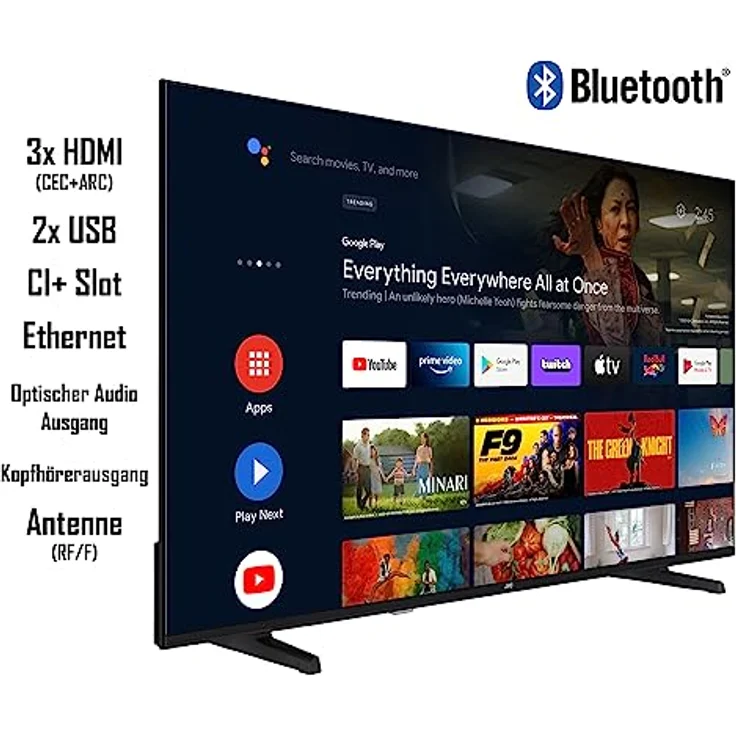 JVC LT-50VA3355 50 Zoll Fernseher/Android Smart TV (4K Ultra HD, HDR Dolby Vision, Triple-Tuner, Bluetooth, Dolby Atmos) [2023], Schwarz – Bild 2