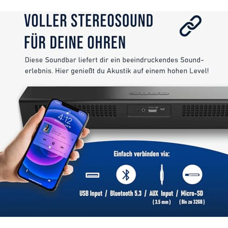 fontastic Juna - Drahtlose Soundbar 2 x 5 Watt TWS BT5.3 inklusive Mikrofon - RGB LED-Beleuchtung – Bild 5