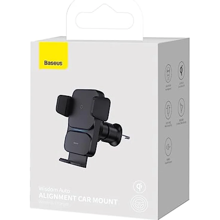 Baseus Wisdom Car Gravity Cockpit Mount, Smartphone Halterung mit induktivem 15W Qi-Ladegerät, Schwarz – Bild 9