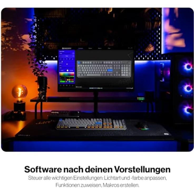 Endorfy Thock V2, Gaming-Tastatur mit mechanischen Gateron Yellow Switches, RGB-Hintergrundbeleuchtung, kabelgebunden und kabellos, grau – Bild 6