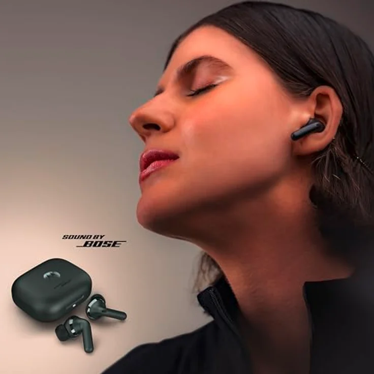 Motorola Moto Buds+ Sound by Bose (Bluetooth 5.3 Earbuds, Dolby Head Tracking + Dolby Atmos, aktive Geräuschunterdrückung, kabelloses Laden, bis zu 38 Stunden Akku, 3-Fach-Mikrofonsystem) Forest Grey – Bild 2