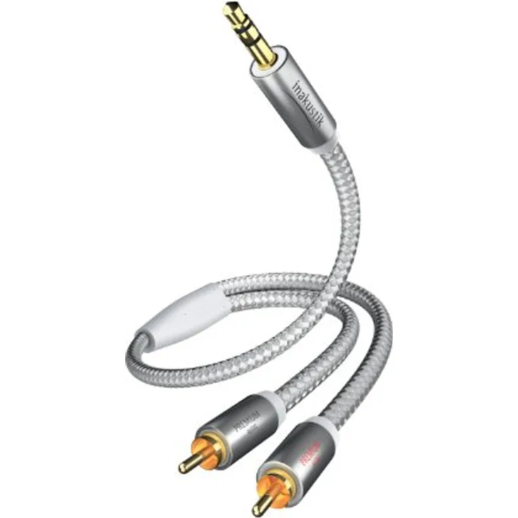 inakustik – 004100015 – Premium Klinkenadapter - 3,5mm Klinke -> 2 x RCA | Für den Anschluss von Smartphones, Tablets oder PC an HiFi-Verstärker | 1,5m in Weiß/Silber | 2-fache Abschirmung - moderner Geflechtschirm - Preisvergleich