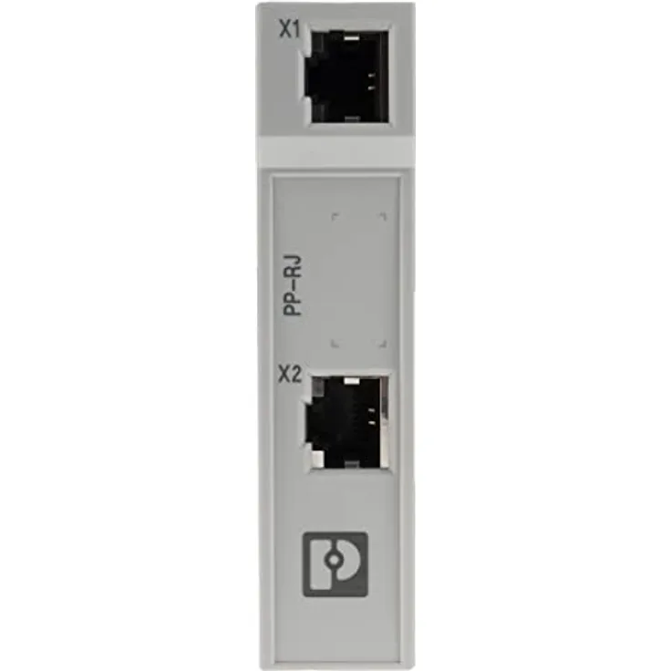 PHOENIX CONTACT PP-RJ-RJ Patch-Panel, Grau, Zwei RJ45-Buchsen, CAT6, 10/100/1000 MBit/s, PoE-fähig, Tragschienenadapter, IP20