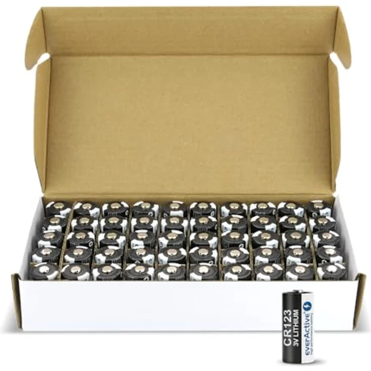everactive CR123A Lithium Photo Batterie, 50er Pack, 3V, max. 1500mAh, ideale für Kamera und Taschenlampen – Bild 2