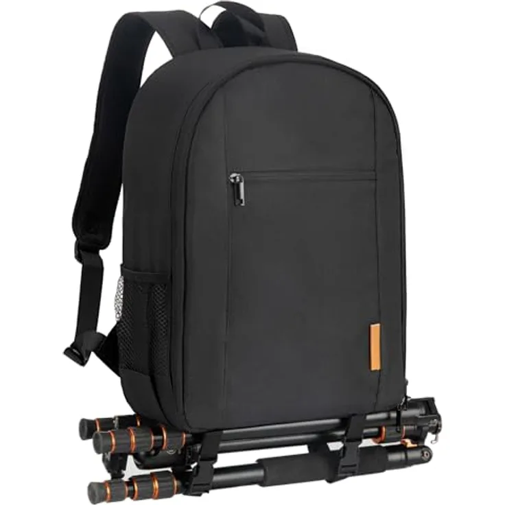 TARION TB-M Kamerarucksack, kompakter Fotorucksack für Spiegelreflexkameras, wasserabweisend, Schwarz, 16 Liter, Leichtgewicht mit Laptopfach bis 14 Zoll