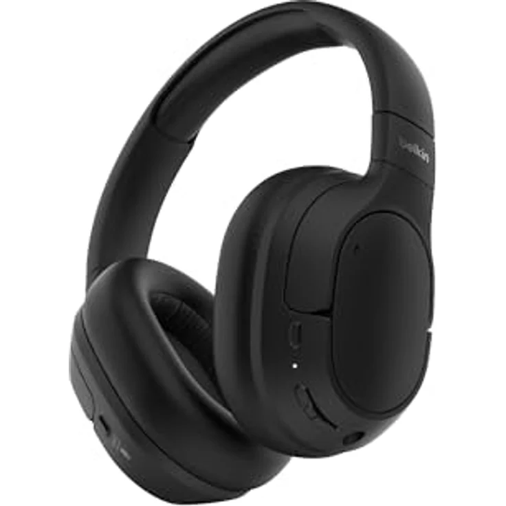 Belkin SoundForm Isolate Noise Cancelling Kopfhörer kabellos Bluetooth Kopfhörer, Headset mit Mikrofon, Over-Ear-Kopfhörer mit 60 Stunden Wiedergabe, tiefer Bass, CloudCushion Hörmuscheln – Schwarz – Bild 1