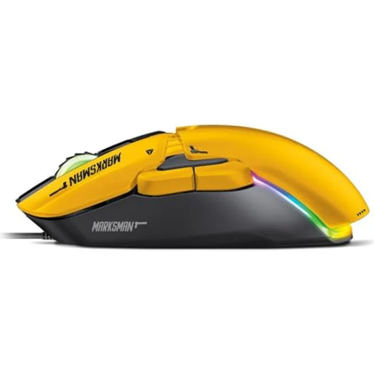 Yenkee YMS 3600YW MARKSMAN, optische Gaming-Maus mit 12.400 DPI, 6 Tasten, USB-A/C, kabelgebunden/kabellos, gelb, 1,8 m Kabel – Bild 2