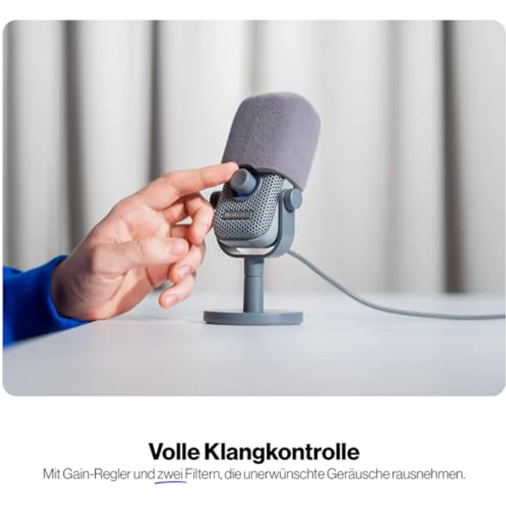 ENDORFY Solum Voice S Alt Gray, Gaming PC Mikrofon mit RGB-Beleuchtung, USB Plug & Play, Tap-to-Mute-Button, GAIN-Regler, Nierencharakteristik – Bild 5