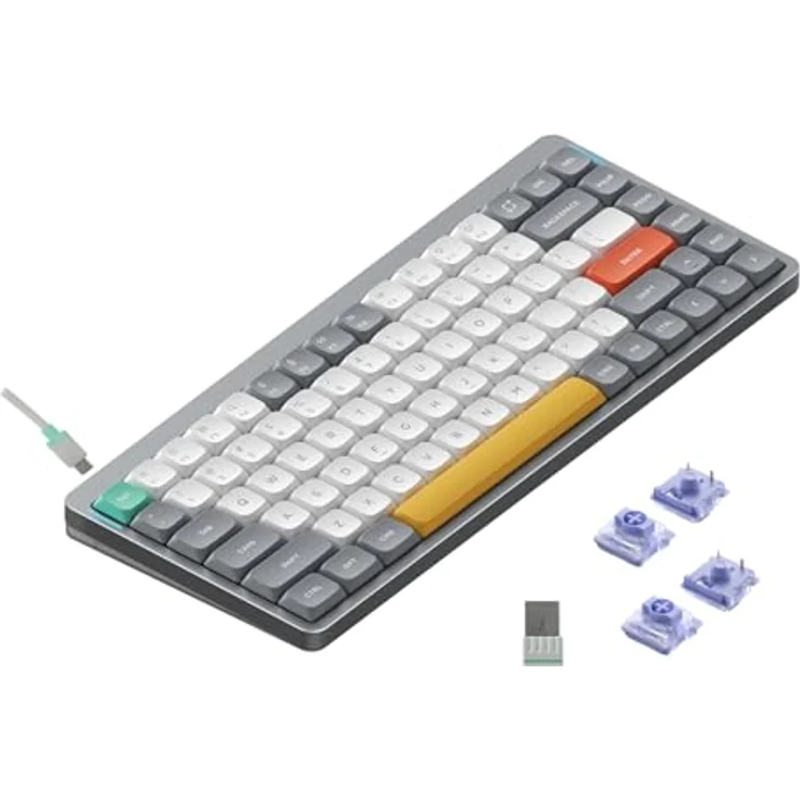nuphy Air75 V2 Kabellose mechanische Tastatur, 84 Tasten RGB Hot-Swap Tastatur, Bluetooth 5.1, 2.4G, kabelgebunden - Grey Gateron Wisteria Switch – Bild 1