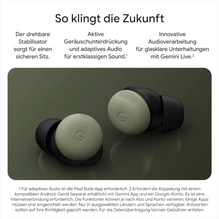 Google Pixel Buds Pro 2, In-Ear Kopfhörer mit Active Noise Cancelling, dunkelgrün – Bild 4