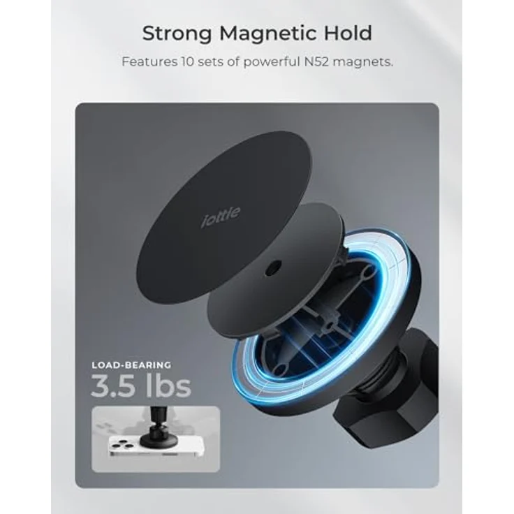 iOttie iTap 3, Magnetische Handyhalterung für Lüftungsschlitze mit magnetischem Ringadapter, kompatibel mit MagSafe für iPhone und Android Smartphones – Bild 2