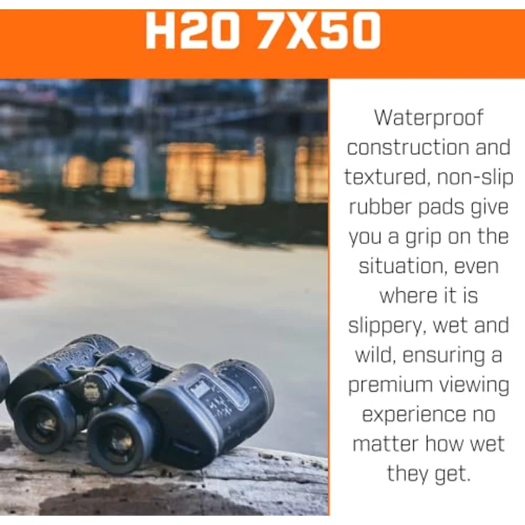 Bushnell - H2O - 7x50 - Schwarz - Porroprisma - Wasserdicht und beschlagfrei - Drehbare Okulare - Sicherer Griff - rutschfeste Beschichtung - Wassersport - 157050 – Bild 4