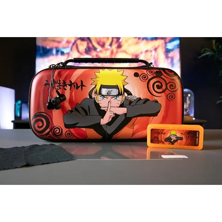 Konix Naruto Shippuden Gaming - Zubehörpaket Starter Kit Jutsu für Nintendo Switch, Switch Lite und Switch OLED - Schutzhülle, Spielebox, Kopfhörer - Schwarz – Bild 4