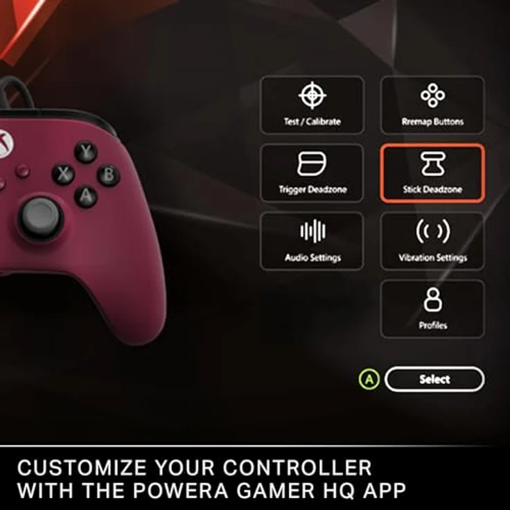 PowerA Advantage Plus Wired Controller, Gaming Controller für Xbox Series X/S mit Quick-Twist-Thumbsticks, Halleffekt-Module und doppelte Rumble-Motoren, Rubinrot – Bild 8