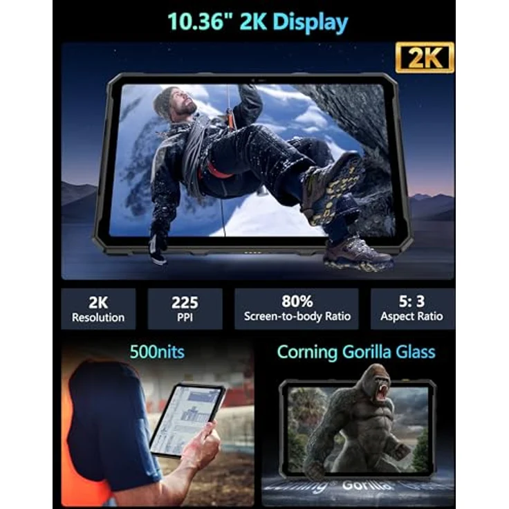 Ulefone Armor Pad 4 Ultra 5G Outdoor Tablet in Schwarz mit 10080mAh Akku, 2K FHD+ Display und 50MP+32MP Kamera – Bild 5