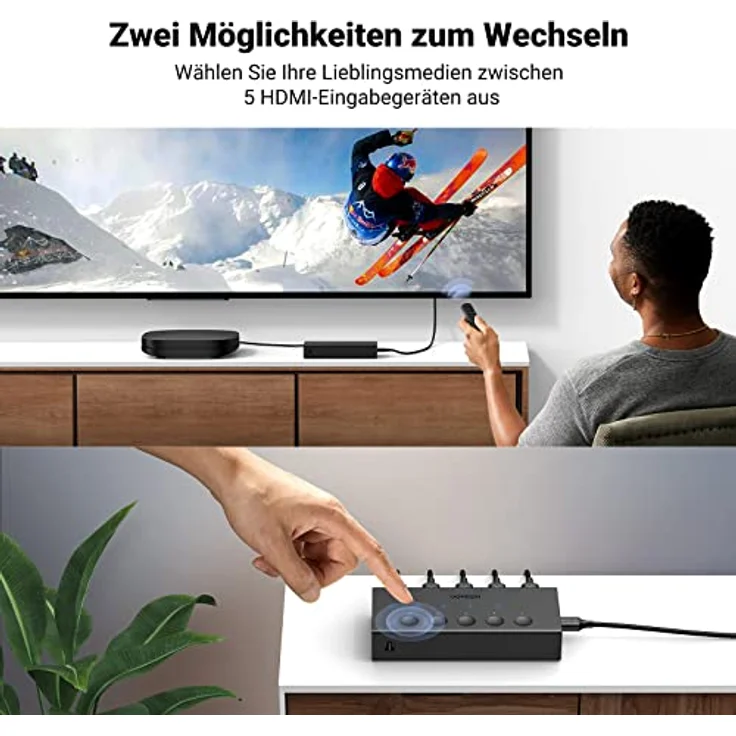 UGREEN HDMI 2.0 Switch 5 in 1out HDMI KVM Switch Splitter 4K@60Hz HDMI KVM Switch Unterstützung 3D/CEC/HDR/HDCP 2.2, Kompatibel mit PS5/4, Xbox, Apple TV, Skybox, Blu-Ray, HDTV, Monitor, etc. – Bild 5