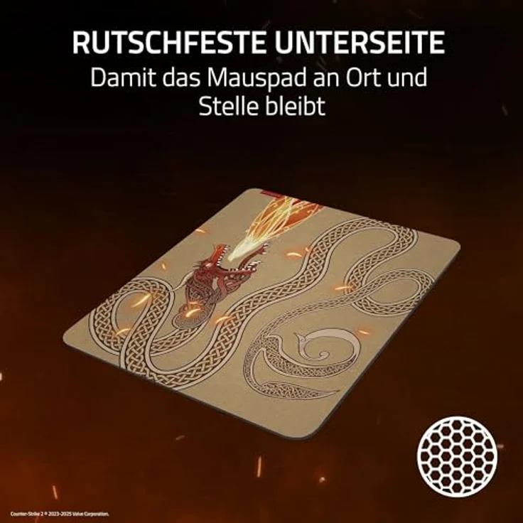 Razer Gigantus V2 L Counter-Strike 2 Dragon Lore, Weiches Gaming-Mauspad mit strukturiertem Mikrogewebe, 450 x 400 x 3 mm, rutschfeste Gummibeschichtung – Bild 4