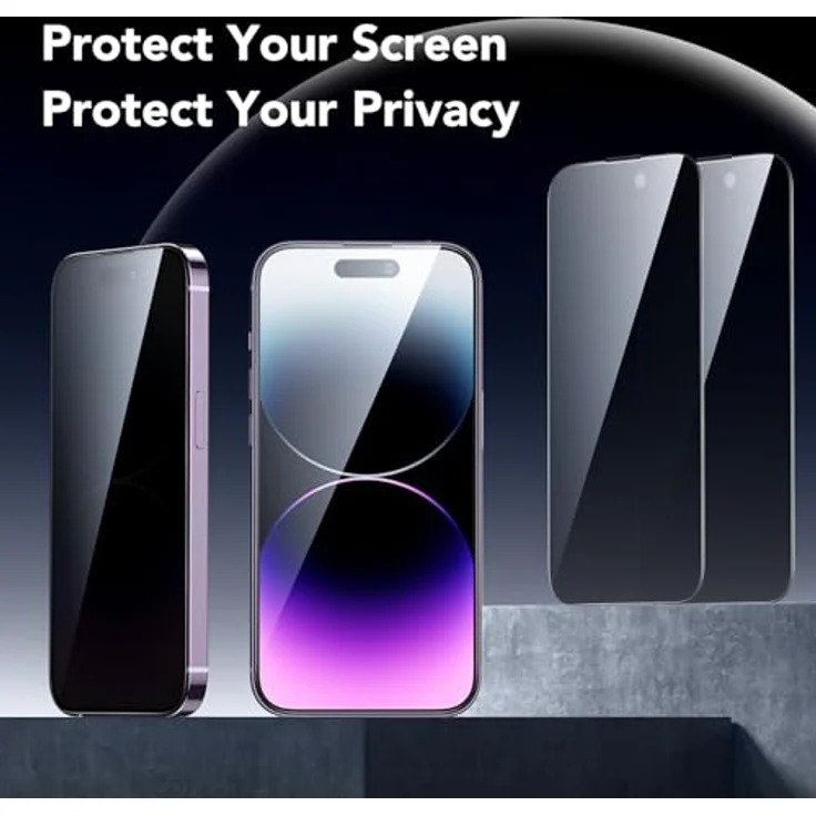 ESR Panzerglas Displayschutz für iPhone 14 Pro, Anti-Spy mit gehärtetem Glas, mikrogekrümmte Kanten, hüllenfreundlich, 3 Stück – Bild 2