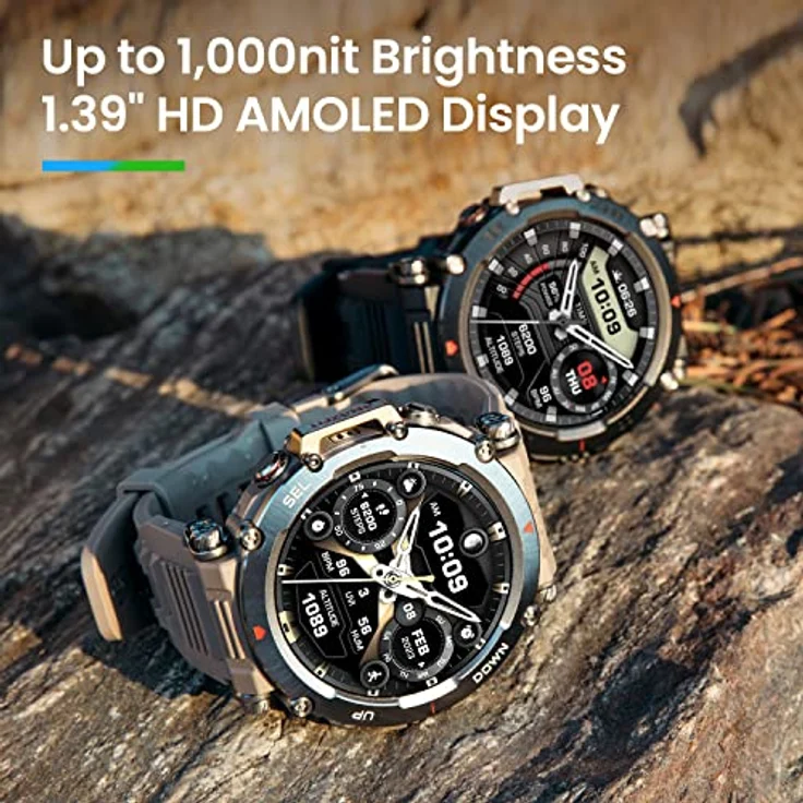 Amazfit T-Rex Ultra Outdoor Smartwatch, Dual-Band GPS, Routen-Import & 6 Navigation, Freitauch-Unterstützung & 10 ATM Wasserdichtigkeit, -30℃ Ultra-Tieftemperatur-Betrieb in Militärqualität – Bild 2