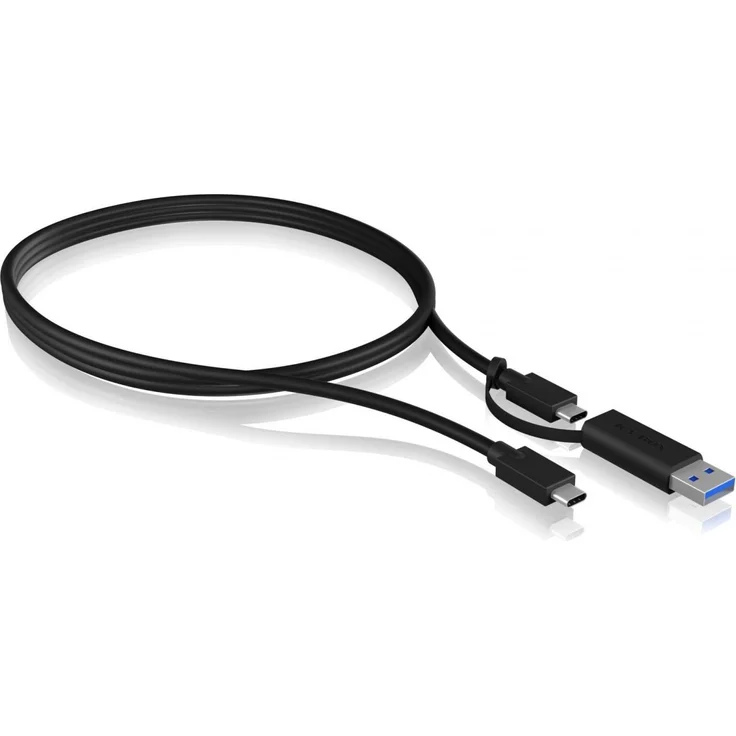 Icy Box USB 3.2 Gen 2 Type C -> Type A Adapter, 1 m, mit Power Delivery und 10 Gbit/s Datenübertragung, schwarz