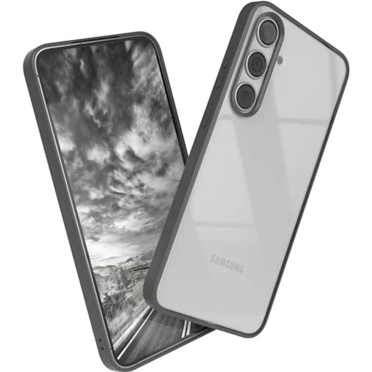 EAZY CASE Clear Hybrid Bumper Hülle kompatibel mit Samsung Galaxy S24 Plus, ultraschutz mit Kameraschutz, stoßfest, kratzfest, anthrazit grau – Bild 1