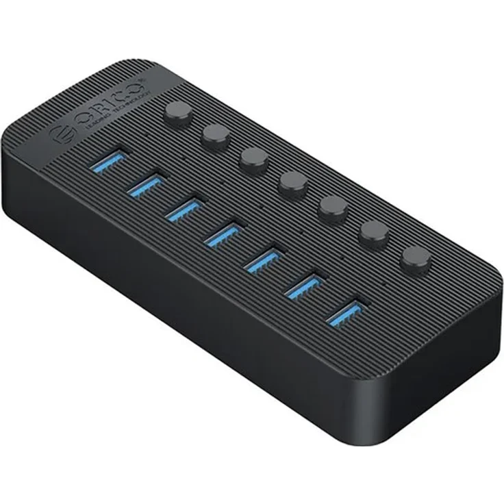 ORICO CT2U3-7AB USB-A 3.0 Hub, 7 Ports mit Schaltern, bis zu 5Gbps, schwarz