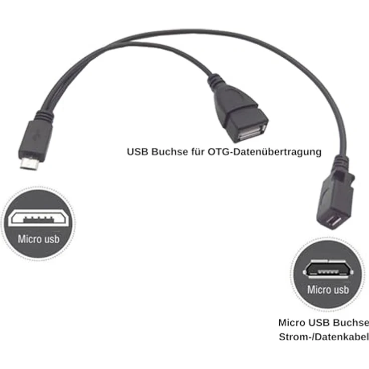 Aukson M00 Micro USB zu USB 2.0 A Buchse OTG-Adapter + 20 cm Micro USB Kabel – Plug and Play für Datenübertragung und Verbindung – Bild 4