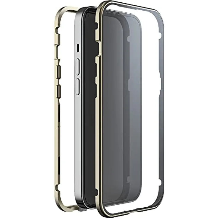 WHITE DIAMONDS - Hülle 360 Grad Glass Case Passend für Apple iPhone 14 I Handyhülle, Durchsichtig, Magnet Verschluss (Transparent mit goldenem Rahmen) - Preisvergleich