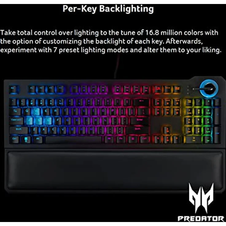 Acer Predator Aethon 700 Gaming-Tastatur: Clicky oder Linear – Ihre Wahl, 16.8 m RGB-Farben Hintergrundbeleuchtung, programmierbar, 100 % Anti-Ghosting, magnetische Handgelenkauflage – Bild 4