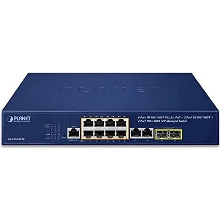 Planet IPv4/IPv6, 8-Port Managed 802.3at POE+ Gigabit Ethernet, W126582752 (802.3at POE+ Gigabit Ethernet Switch + 2-Port 10/100/1000Mbps RJ45 + 2-Port 100/1000X SFP)