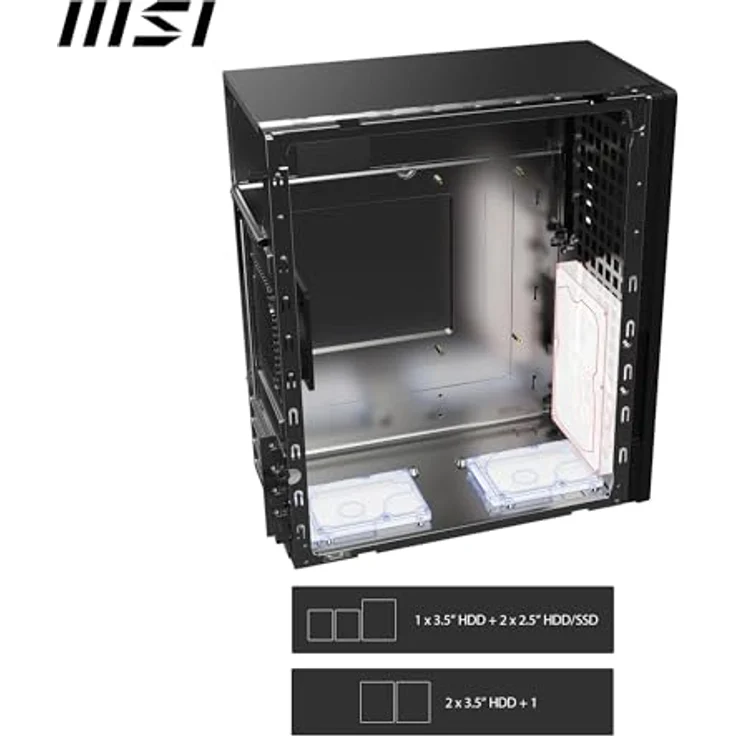 MSI PRO SHIELD M100P, Midi-Tower PC-Gehäuse mit mattschwarzer Oberfläche, 1 vorinstallierter Lüfter, geeignet für Micro-ATX-Motherboards – Bild 5
