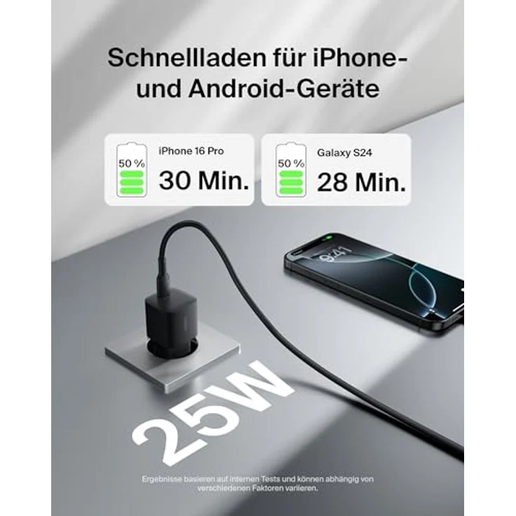 Belkin tragbares Ladegerät, 4-in-1-Power-Paket mit 20.000 mAh Power Bank, 25 W USB-C-Ladeblock, 60 W USB-C-Kabel und Reisetasche – schnelles Laden für mehrere Geräte, kompaktes Design – Bild 8