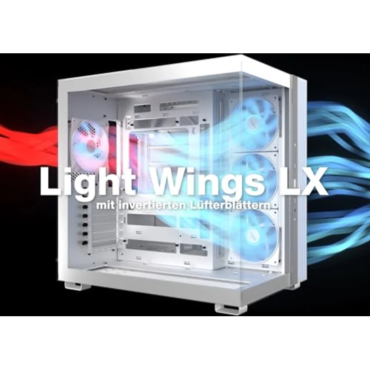 be quiet! Light Base 600 DX White PC-Gehäuse, Panorama-Blick, Show Case, Dual Chamber Design, ARGB LED-Streifen, invertierbar, horizontal nutzbar, Backside Connector Design – Bild 4