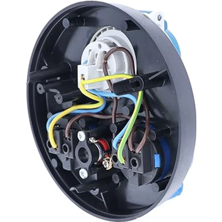 As - Schwabe Kabelrolle, 2 Einbausteckdosen und 1 CEE Steckdose mit Klappdeckel, IP44, blau – Bild 5