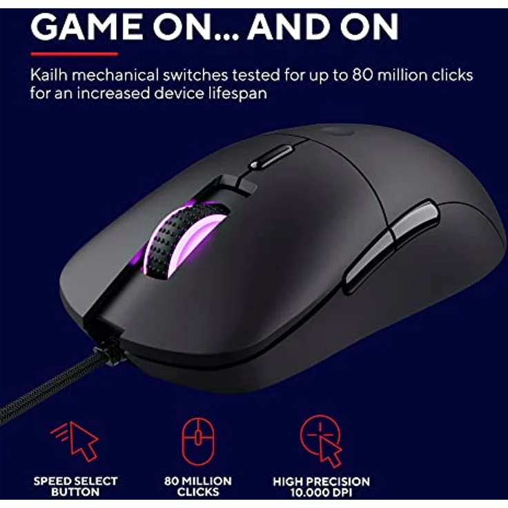 Trust Gaming GXT 981 Redex Federleichte Gaming-Maus, 200-10.000 DPI, 80-Mill-Kailh-Schaltern, Optischer Sensor, RGB-Maus, 6 Programmierbare Tasten, PC-Maus für Laptop, Computer, Windows – Schwarz – Bild 2