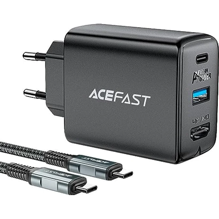 ACEFAST Wall Charger A17, 65 W GaN + USB-C Kabel (Black) – Bild 1