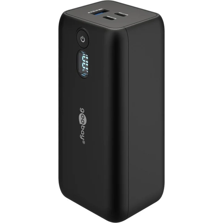 Goobay Laptop-Powerbank 20.000 mAh, 65W Power Delivery mit Triple-Charging, kompakt und mobil