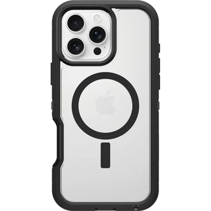 OtterBox Defender Series XT MagSafe Hülle für iPhone 16 Pro Max, stoßfest, Ultra-robust, 7X getestet nach Militärstandard, Transparent/Schwarz – Bild 1