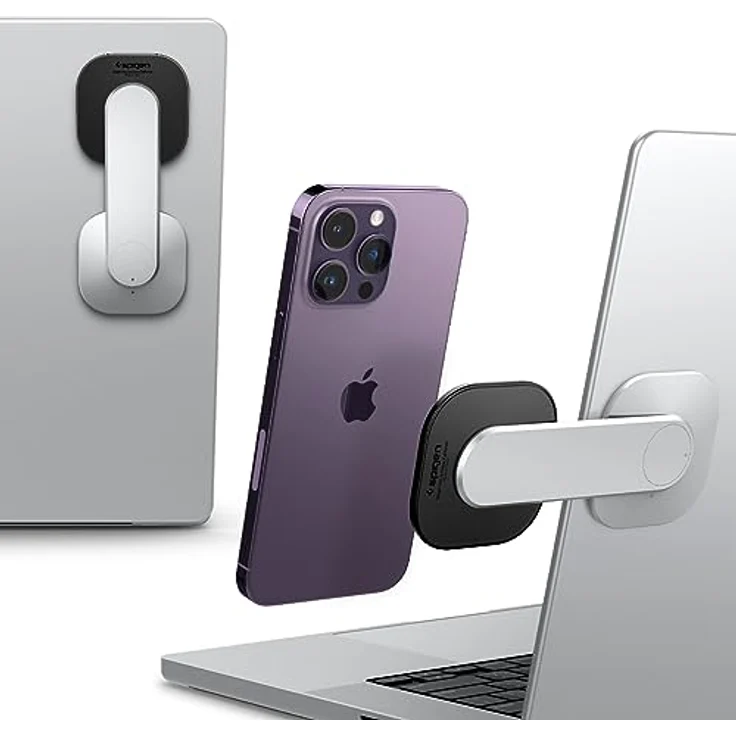 Spigen S312, Smartphone Halterung für ergonomische Sicht, Schwarz/Silber – Bild 1