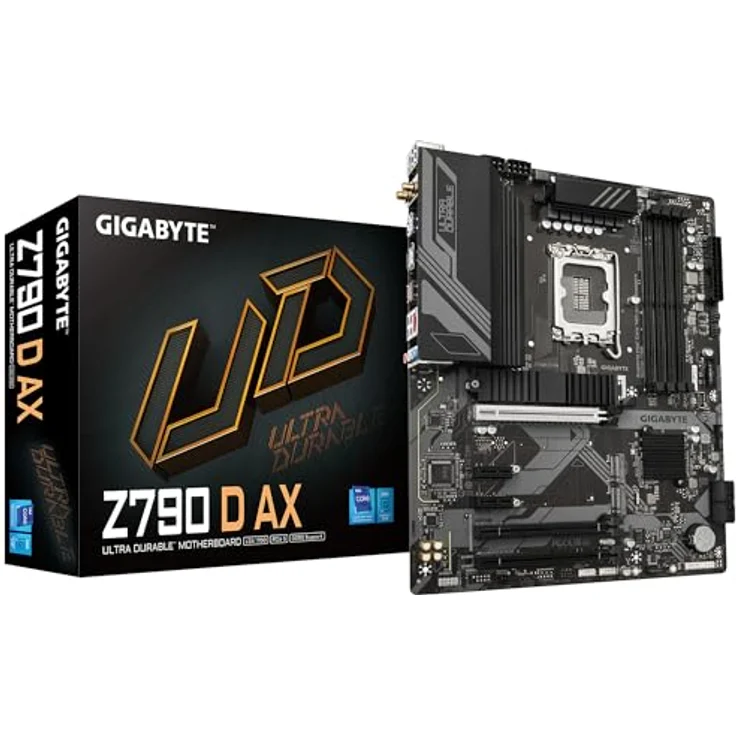 Gigabyte Z790 D AX Motherboard - Unterstützt Intel Core 14th Gen CPUs, 12+1+1 Phasen Digital VRM, bis zu 7600MHz DDR5 (OC), 3xPCIe 4.0 M.2, Wi-Fi 6E, 2.5GbE LAN, USB 3.2 Gen 2 – Bild 1