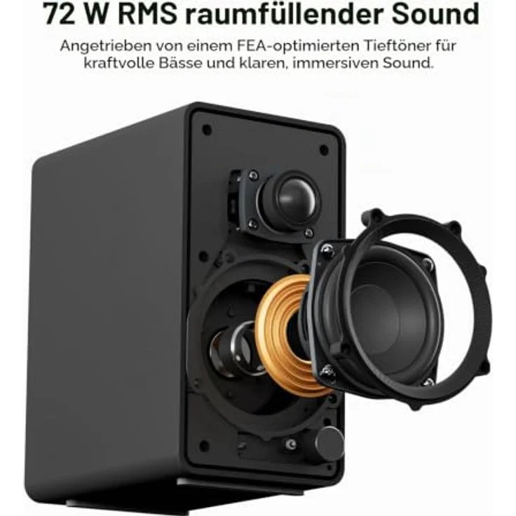 Creative XF-1, Kabelloser Lautsprecher mit Hi-Res Bluetooth 6.0 und 72 Watt Gesamtleistung, Schwarz – Bild 3