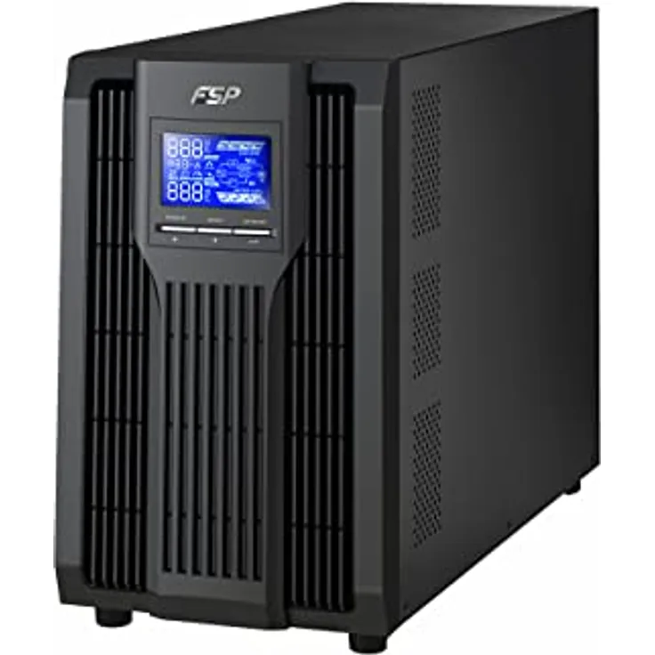 FSP Champ Tower 2K Unterbrechungsfreie Stromversorgung (USV) Doppelwandler (Online) 2 kVA 1800 W, mit Mikroprozessorsteuerung und ECO-Modus, schwarz
